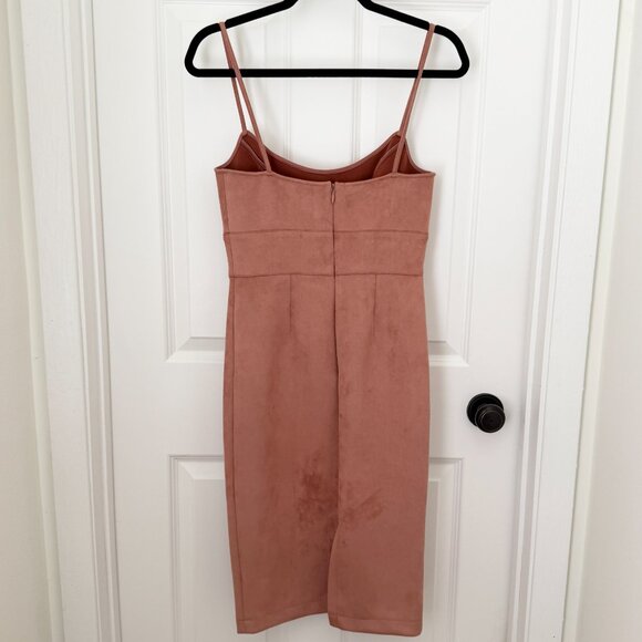 Women BCBGMAXAZRIA Alese Faux-Suede Dress Knee Length in Rose Pink Size Small - Picture 4 of 11